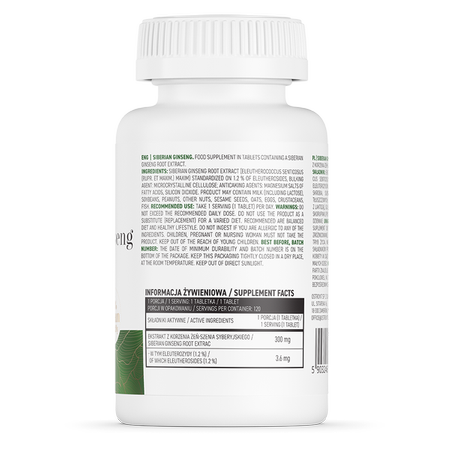 Sibirisk Ginseng, Veganske, 120 tabletter