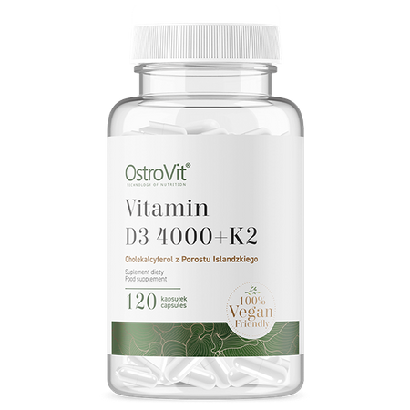 D-Vitamin D3 4000 IU, Veganske, 100 mcg, + K2. 120 kapsler